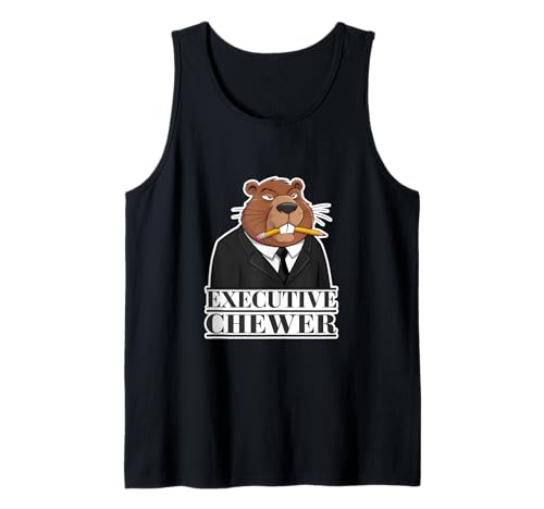 Chewer Chewer Business Man Tier Lustig Biber Wortspiel Tank Top von Beaver Gifts For Beaver Lover