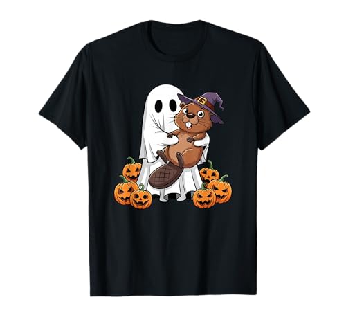 Lustiger Geist Biber Kürbis Halloween Kinder Herren Damen T-Shirt von Beaver Lovers Cute Halloween Outfits for Boy Girl