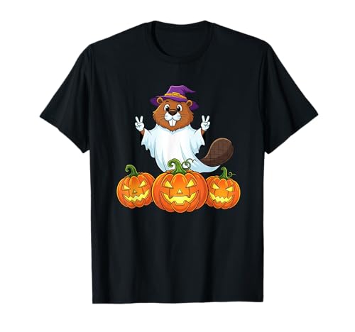 Lustiger Biber Geist Kürbis Boo Halloween Kinder Herren Damen T-Shirt von Beaver Lovers Halloween Ghost Pumpkin Outfits