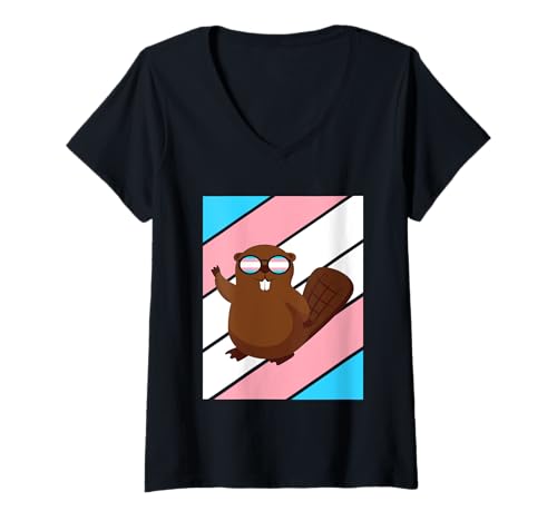 Damen Biber Pride Transgender Flagge LGBTQ Proud Ally Pride Trans T-Shirt mit V-Ausschnitt Damen Biber Pride Transgender Flagge LGBTQ Proud Ally Pride Trans T-Shirt mit V-Ausschnitt von Beaver With Pride Transgender Flag LGBTQ