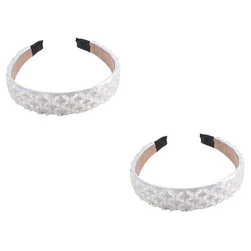 Beavorty 2 Stk Schmuck Stirnband Bling-diamant-stirnband Juwelenbesetzte Stirnbänder Für Damen Kristall-strass-stirnband Perlenstirnband Für Frauen Göttin Weiß Einfach Kristallperlen Braut von Beavorty