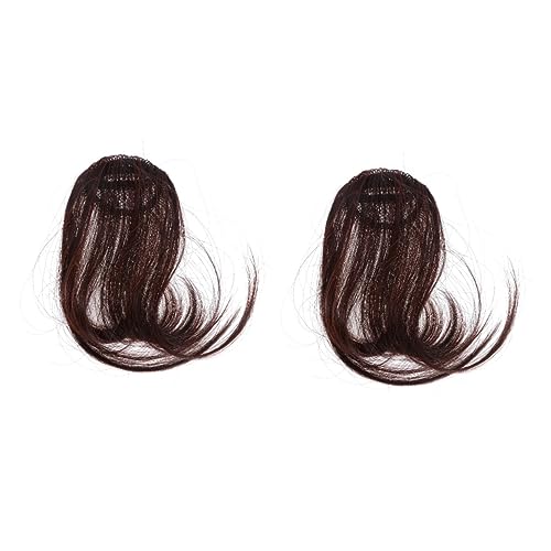 2-Teiliges Perückenstück Künstliche Haarteile Clip-In-Haar-Pony Damen-Perücken Kurzhaar-Perücken Braune Perücken Für Frauen Clip-On-Pony Schwarzer Mini-Quasten-Clip von Beavorty