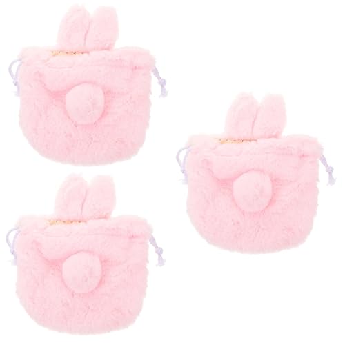 Beavorty 3st Kosmetik-aufbewahrung Tasche Kleine Kosmetiktasche Für Die Handtasche Süße Hasentasche Pelzige Hasen-geldbörse Saniro Saneio Kawaii Schminktasche Koffer Plüsch Fräulein Mädchen von Beavorty