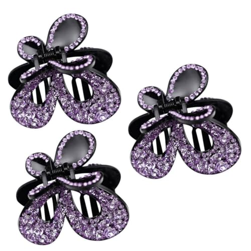 3st Haarnadel Kieferclip Aus Strass Haarschmuck Für Damen Schmetterlinge Haarspange Strass-haarspangen Für Frauen Vintage Haarklemme Bling Haarklammern Haare Fangen Violett Acryl Beavorty von Beavorty