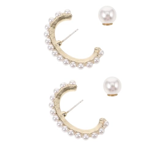 Beavorty 1 Paar C Förmige Perlenohrringe für Damen Hypoallergene Ohrstecker Eleganter Schmuck für Partys Dates Geschenkidee für Frauen von Beavorty