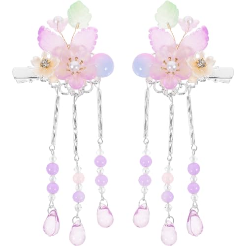 Beavorty 1 Paar Chinesische Kristall-Quasten-Haarspangen Vintage-Stil Antike Haarnadeln Chinesische Hanfu-Haarspangen Blumen-Krokodilklemmen Hanfu-Haar-Accessoires Für Mädchen Frauen Braut von Beavorty