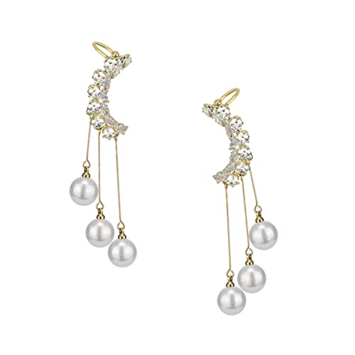 Beavorty 1 Paar Ear Bone Clips mit Zirkonia und Perlen Ohrringe für Damen Nicht Piercing Schmuckstücke für von Beavorty
