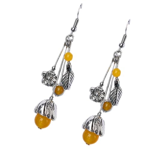 Beavorty 1 Paar Ethnische Quasten Ohrringe mit Gelbem Achat Partyschmuck Einzigartiges Design für Festivals und Besondere Anlässe von Beavorty
