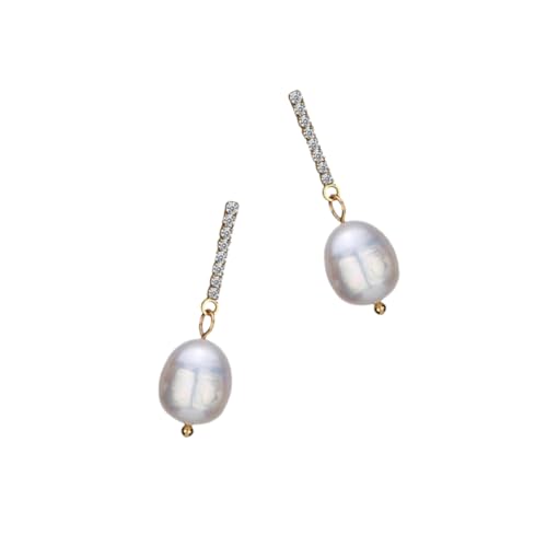 Beavorty 1 Paar Frischwasserperlen Ohrringe Hängend Ovaler Ohrschmuck für Damen Dangle Ohrringe Partys Alltagsmode Besondere Anlässe Trendiger Modeschmuck von Beavorty