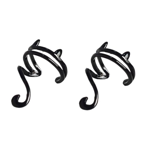 Beavorty Ohrclips Katzenohrringe S925 Silber Ausgehöhlte Ohrstecker für Damen C-Förmige Ohrschmuck Hypoallergen und Hautverträglich für Alltag von Beavorty