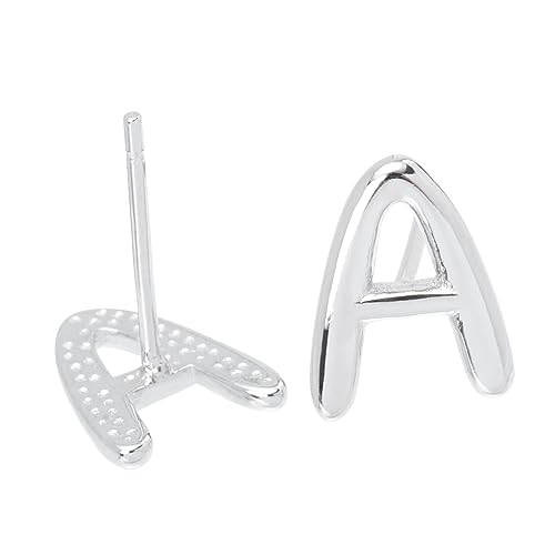 Beavorty 1 Paar Initial Ohrringe Silber Ohrstecker für Damen Herren Klassisches Alphabet Design Zeitloser Schmuck für Pierced Earrings mit Push Back Verschluss von Beavorty