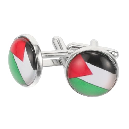 Beavorty 1 Paar Männliche Manschettenknöpfe mit Palästinensischer Flagge Stilvolle Hemdknöpfe Robustem für Anlässe Elegantes Design Langlebig Komfortabel von Beavorty
