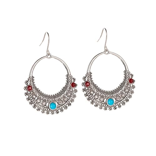 Beavorty 1 Paar Retro Hohl Ohrringe für Damen Türkisfarbene Ear Dangles im Antiken Design Einzigartiger Schmuck für Täglichen Gebrauch von Beavorty