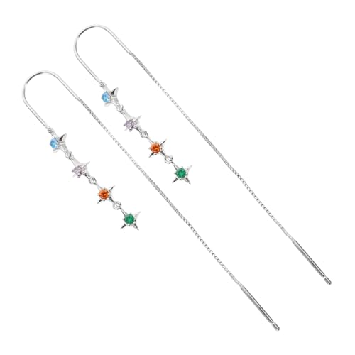 Beavorty 1 Paar Stylische Ohrringe für Frauen mit Bunten Zirkonsteinen Lange Hängende Ohrhänger Elegantes Accessoire für Partys Fotoshootings von Beavorty