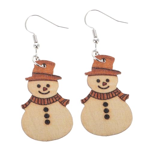 Beavorty 1 Paar Weihnachtsohrringe Schneemann-tropfen Baumelnde Ohrringe Holzschmuck für Frauen und Mädchen Feiertage von Beavorty