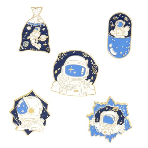 Beavorty 5 Stück Cartoon Astronaut Broschen Legierung Anstecknadeln für Kleidung Rucksack und Taschen Leicht und Tragbar Einzigartiges Design für Partys und Alltag von Beavorty