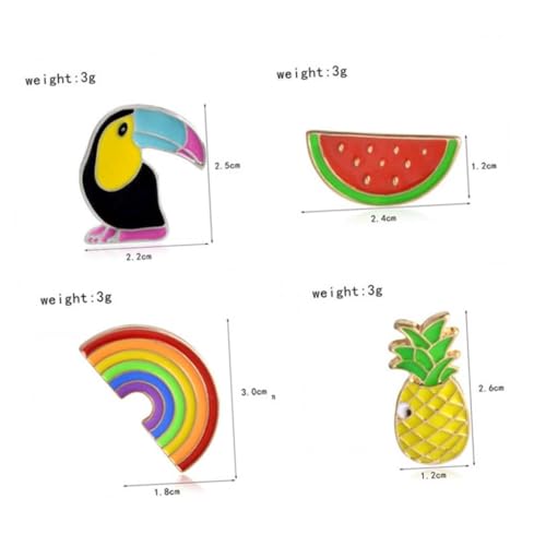 Beavorty 4stücke Regenbogen Ananas Papagei Broschennadeln Damen Mädchen Brustnadel Cartoon Dekoration Kleidungsabzeichen Aus Legierung Für Taschen Pullover Hüte Schals von Beavorty