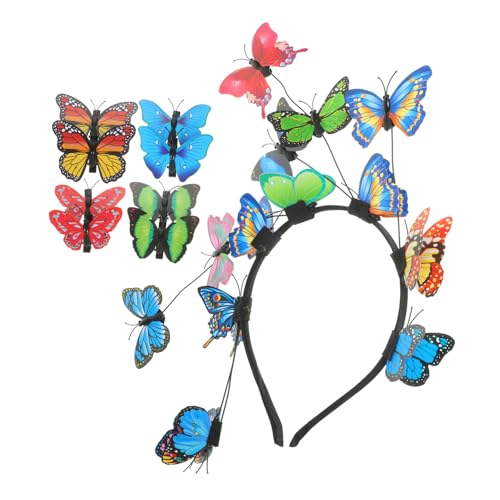 Beavorty 1 Satz Butterfly Fascinator Haarreif mit Haarspangen Schmetterlinge Kopfschmuck für Hochzeiten Teepartys Festlichkeiten Cosplay Dress Up Events von Beavorty