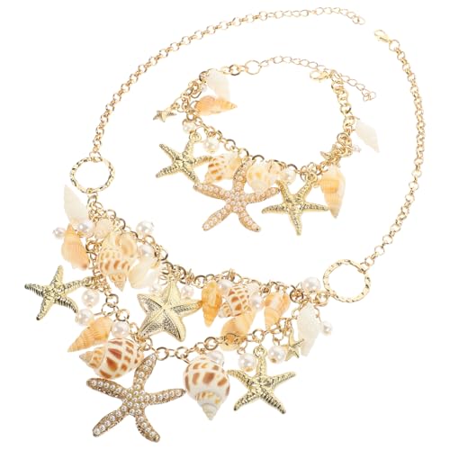 Beavorty 1 Satz Damen Schmuck mit Meereselementen Verstellbare Halskette Armband mit Sternen Sommerdekoration für Frauen Perfektes für Freunde Familie von Beavorty
