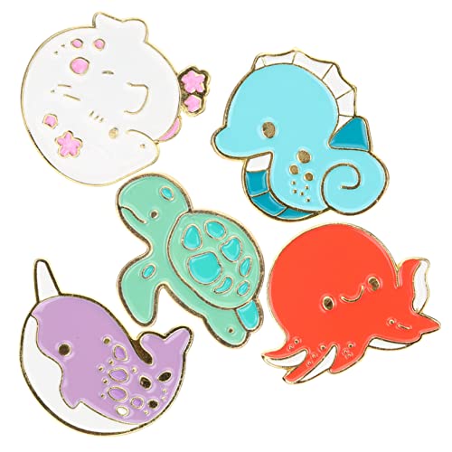 Beavorty 1 Satz Emaille Pins Cartoon Tier Broschen Meeresbewohner Design Dekorative Anstecker Für Kleidung Taschen Hüte Für Jugendliche 5 Stück von Beavorty