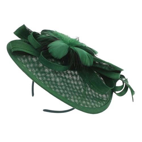 Beavorty 1 Satz Federblumen-kopfschmuck Mini-hut-haarspange Fascinator-hut Für Die Braut Hut-haarband Für Party Frauen Kopfschmuck Braut-fascinator-haarspange Green Hanfimitat von Beavorty