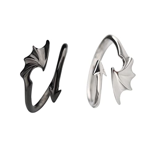 Beavorty 1 Satz Flügelring Damen Zappeln Nagelhaut Fischgrät Plat Armbänder Cool Edelstein Twist Schmuck Trendy Button Lady Knuckle Stack Ringe Kupfer 2 Stück von Beavorty