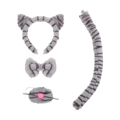 Beavorty 1 Satz Katzenohren Kostümset für Teiliges Getigertes Cosplay Zubehör für Fasching und Partys Weiches Haarband mit Katzenohren für Auftritte und Events von Beavorty