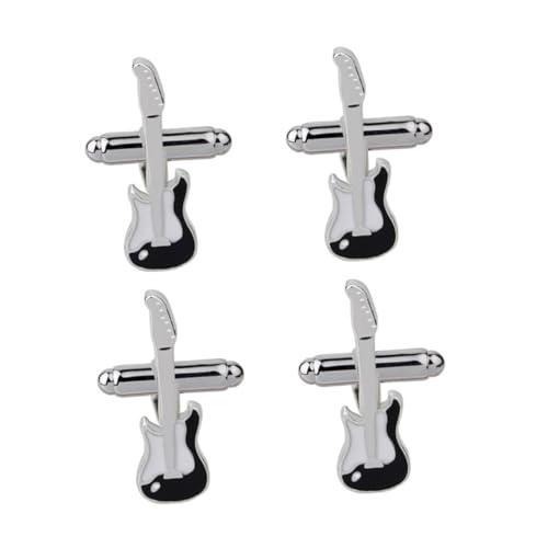 Beavorty 2paare Herren Manschettenknöpfe Gitarre Design Mode Hemdknopfe Kleidungsverschlüsse Hochwertige Qualität Langlebig Hochglanzpoliert von Beavorty
