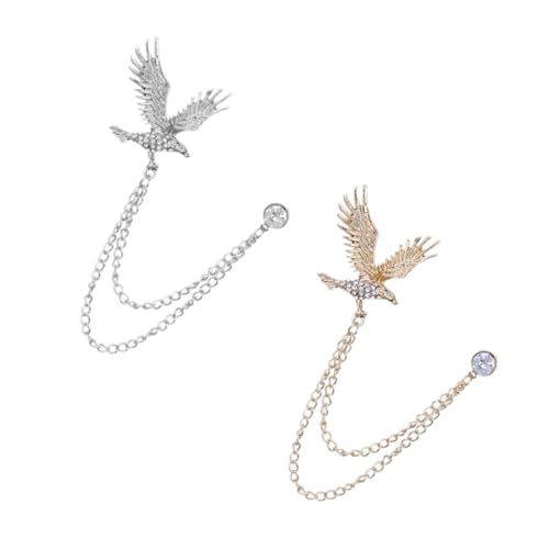 Beavorty 1 Satz Legierung Broschen Im Adlerdesign Mit Quaste Für Anzüge Und Kleidung Anstecknadeln Für Herren Gold Silber 2 Stück von Beavorty