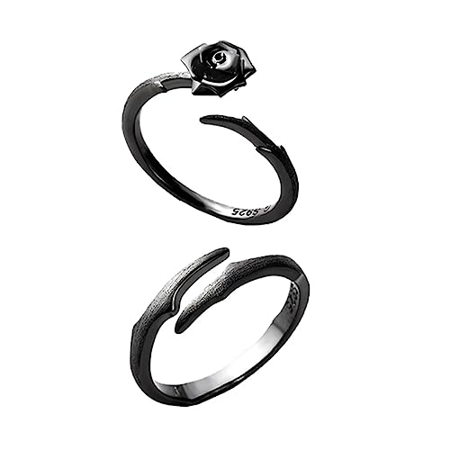 Beavorty 2 Stück Liebe Ringe Paar Ringe S925 Dornenrose Schmuck für Damen und Herren von Beavorty
