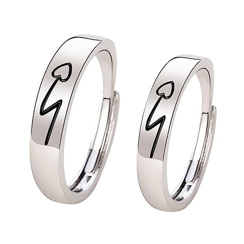 Beavorty 1 Satz Ringe Verstellbare Fingerringe Für Damen Herren Retro Teiliges Liebesgeschenk Für Valentinstag Hochzeit Besondere Anlässe 2 Stück von Beavorty
