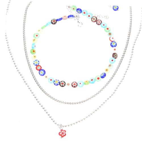 Beavorty 1 Satz Schichten Halskette mit Blumenanhänger Glasperlen Elegantes Schmuckset für Frauen Tägliche Anlässe Partys oder für Besondere Beavorty 1 Satz Schichten Halskette mit Blumenanhänger Glasperlen Elegantes Schmuckset für Frauen Tägliche Anlässe Partys oder für Besondere von Beavorty