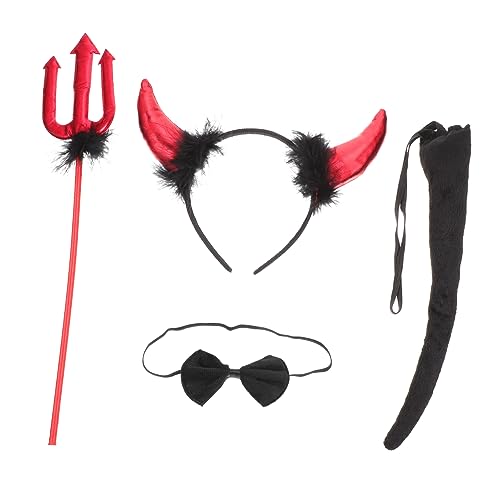 Beavorty 1 Satz Stirnband aus Teufelshorn Halloween-Fliege Widderhörner Cosplay halloween haarschmuck kopfschmuck weihnachtsdeko Teufelskostüm für Party -Teufel Dreizack von Beavorty