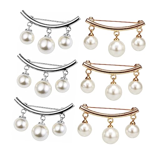 Beavorty 6stücke Perlen Broschen Mit Seidenschal-befestigungsclip Und Metallbrustpin Shirt Halstuch Und Pullover-halter Zum Straffen Von Kragen Und Charmen von Beavorty