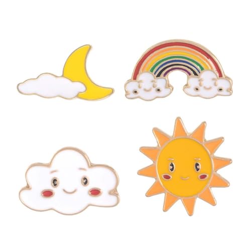 Beavorty 4stücke -regenbogen-brosche Kreative Sonne-mond-regenbogen-wolken-brosche Kleidungsdekoration Mädchen-zubehör Junge Mädchen-damen-accessoire von Beavorty