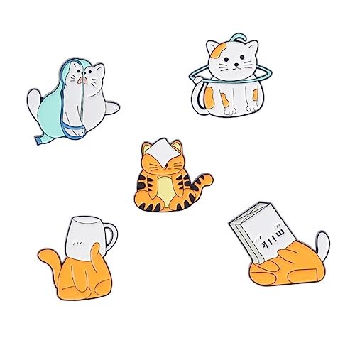 Beavorty 1 Satz Tierische Broschen Teiliges Für Frauen Kreative Cartoon Katzen Tiger Designs Anstecknadeln Für Kleidung Taschen Rucksäcke Hüte Zufällige Langlebig Gesundheitlich 5 Stück von Beavorty