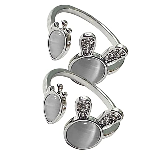 Beavorty 1 Satz Verstellbare Finger Ringe Mit Kaninchen Und Karotte Katzenaugenstein Schmuck Für Frauen Für Partys Geburtstage Und Tägliches Tragen 2 Stück von Beavorty