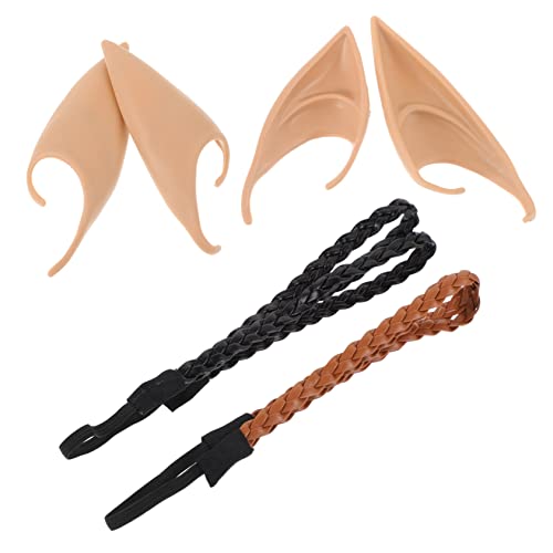 Beavorty 1 Satz Elf Ohren Stirnband Anime-cosplay-zubehör Geflochtenes Stretch-stirnband Aus Leder Elfenohren Aus Latex Koboldohr Elfenohr Stütze Gefälschte Ohrringe Emulsion Fee von Beavorty