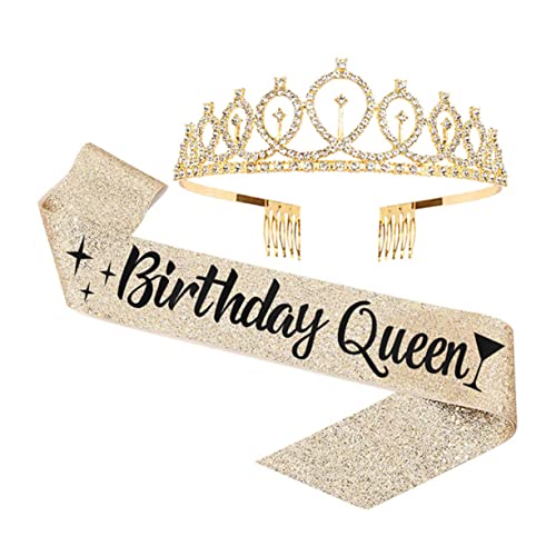 Beavorty 1 Set Geburtstagsparty-Zubehör Kristall-Set Damen-Geschenke Zum Geburtstag Accesorios Para-Gürtel Für Frauen Strass-Geburtstags-Mädchen-Geburtstags-Kopfbedeckung Satin-Stoff von Beavorty