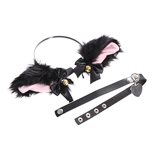 Beavorty 1 Satz Glocken Stirnband Halsband Katzen-cosplay-zubehör Katzenohren Kostüm Anime-kostüm Katzenhaarband Haarband Mit Katzenohren Party-stirnbänder Haarbedarf Bilden Frau Pu Mädchen von Beavorty