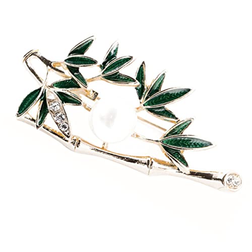 Beavorty 1 Stück Bambus Form Brosche mit Perlen Kreative Anstecknadel für Schals Jacken Taschen Eleganter Leichter Modeschmuck für Damen Einzigartiges Design von Beavorty