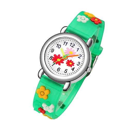 Beavorty Studenten Cartoon Uhr mit Blumenmuster für Kinder 3D-Reliefuhr Kunststoff Bunte Armbanduhr für Mädchen für Geburtstage und Kindertage von Beavorty