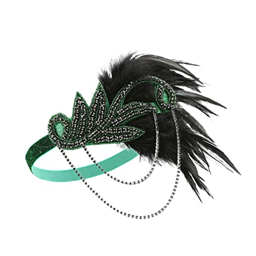 Beavorty 1stk -stirnband Flapper-haar-accessoires Flapper-kopfstück 1920er Stirnband Flapper-kopfbedeckung Feder Haarband Federkristall-stirnband Strasssteine Gatsby Braut von Beavorty