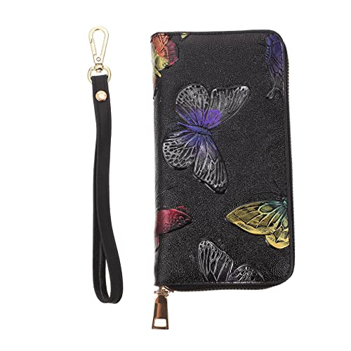 Beavorty 1 Stück Damen Handtasche mit Schmetterlingsdruck Prägung Reißverschluss Geldbörse für Alltag Shopping und Reisen Leicht und Geräumig Strapazierfähigem PU Material von Beavorty