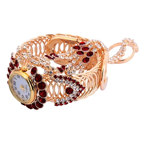 Beavorty Glitzer Armbanduhr Set Für Damen Quarzuhr Mit Strass Und Passendem Ring Für Und Besondere Anlässe Hochwertiges Design Rot von Beavorty
