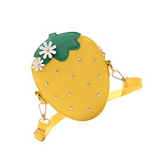 Beavorty 1 Stück Erdbeer-Kuriertasche Erdbeer-Münztasche Mädchen Mini-Erdbeere erdbeer Tasche für Kosmetiktasche umhängetasche Handtasche Kindertasche Modepanzer Metall Yellow von Beavorty