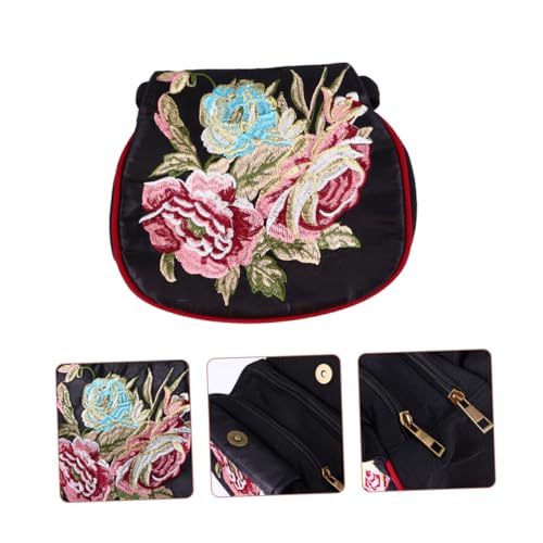 Beavorty 1 Stück Ethnischer Handtasche Canvas Retro Blumenmotiv Leichte Tragetasche mit Großer Kapazität Doppeltem Reißverschluss für Damen Studenten von Beavorty