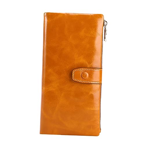 Beavorty 1 Stück Faltbare Ledergeldbörse für Damen Multifunktionale Geldbörse mit Mehreren Kartenfächern und Sichtfach Orange für Reisen und Alltag von Beavorty