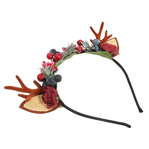 Beavorty 1 Stück Geweih Stirnband haarschmuck haarspange weihnachten weihnachtsstirnbänder für Mädchen Haarzubehör dekorativer Kopfschmuck aus Geweihbeeren Beeren Haarband von Beavorty