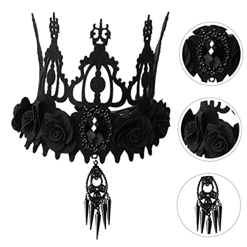 Beavorty 1stk Halloween-krone Halloween-jahrgang Schwarzer Kopfschmuck Gothic Blumenstirnband Schwarze Königin Gotische Kopfbedeckung Stirnband Engel Kostüm Kranz Cosplay Filzstoff Fräulein von Beavorty